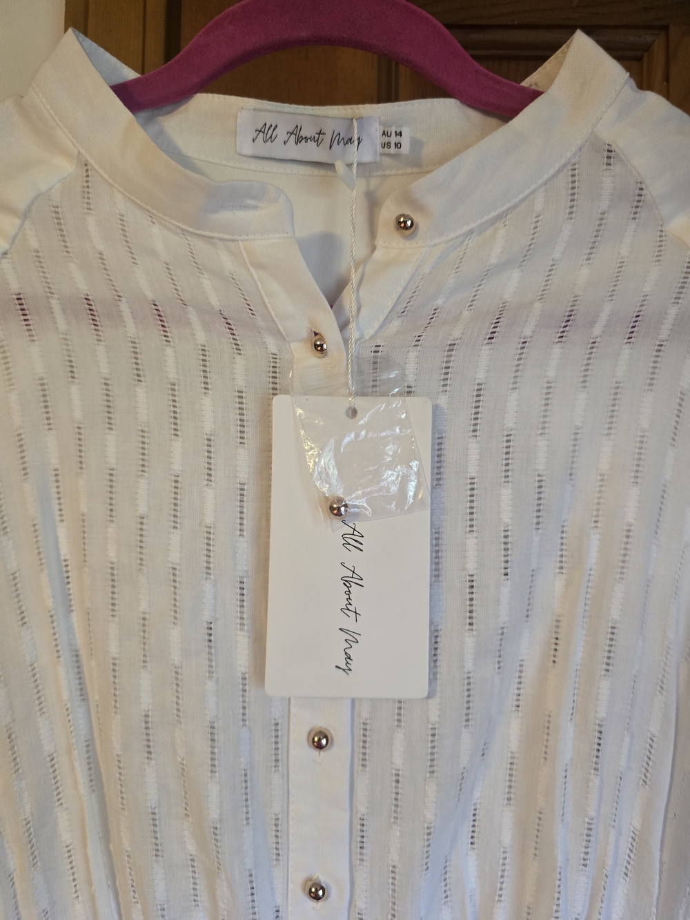 All About May NWT White Textured Button-Front Tunic Dress - Picture 3 of 16